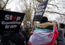 Protesters marched in protest against the US and Israeli attacks on Iran.